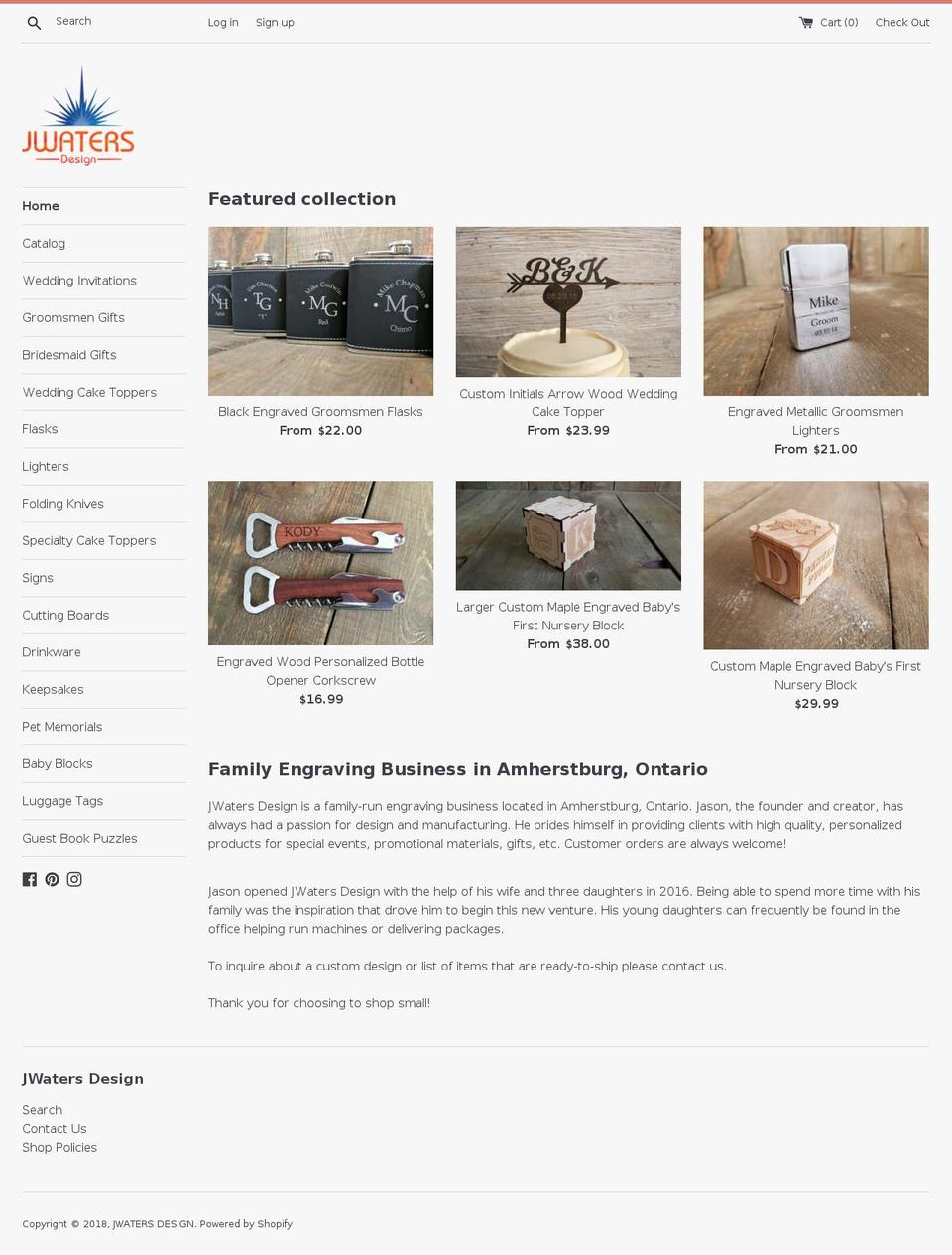 jwatersdesign.com — Shopify storefront screenshot