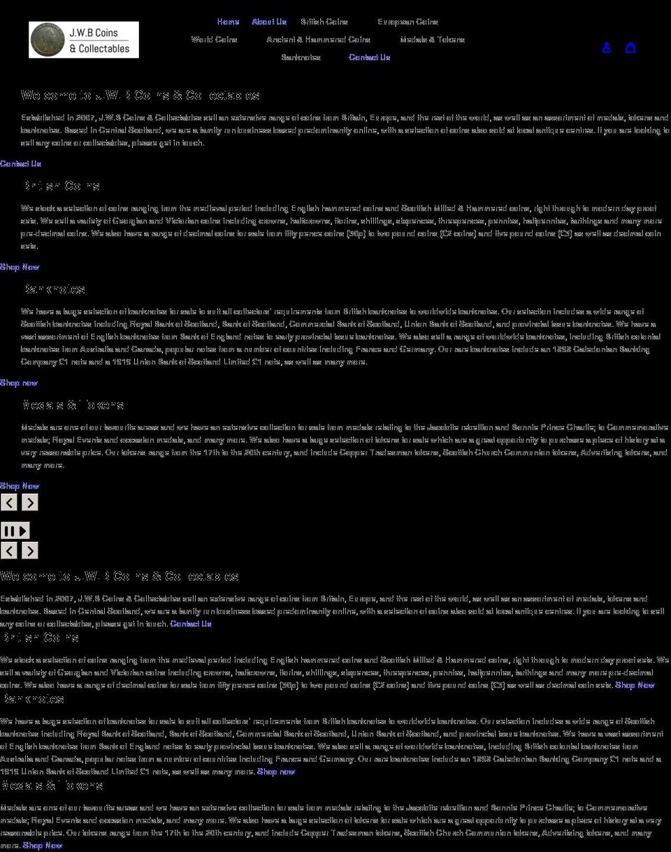 jwbcoins.co.uk shopify website screenshot