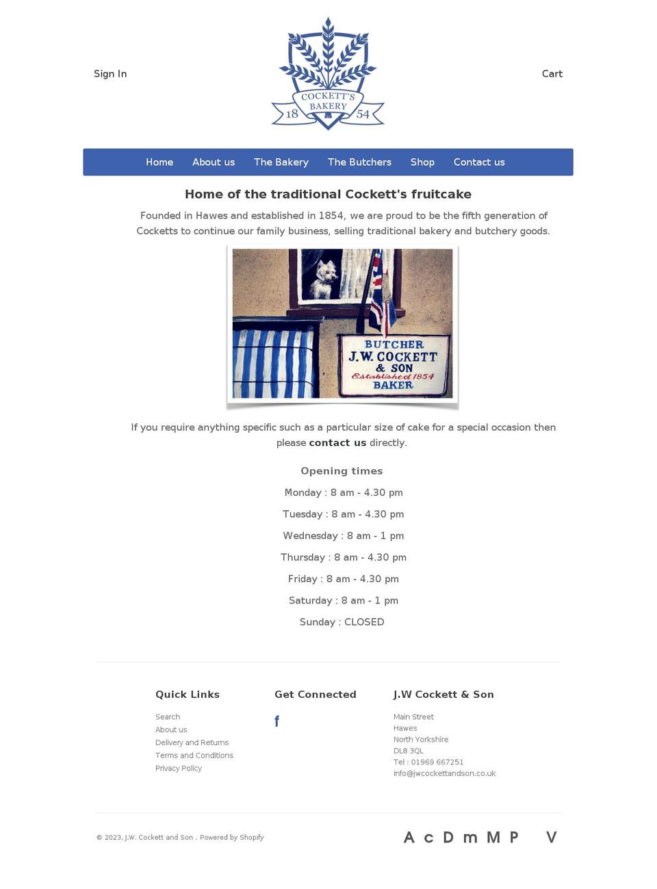 jwcockettandson.co.uk shopify website screenshot