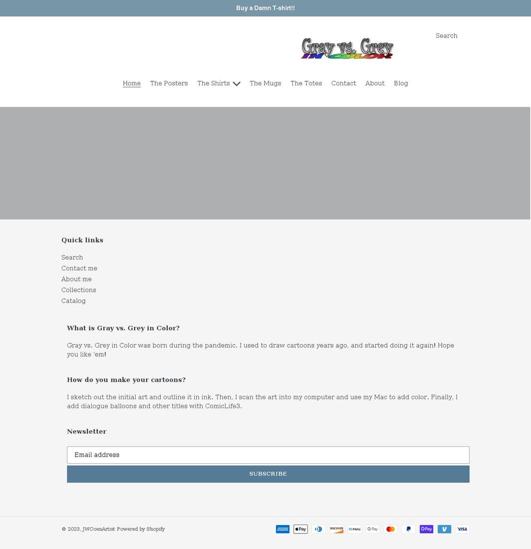 jwcoenartist.com shopify website screenshot