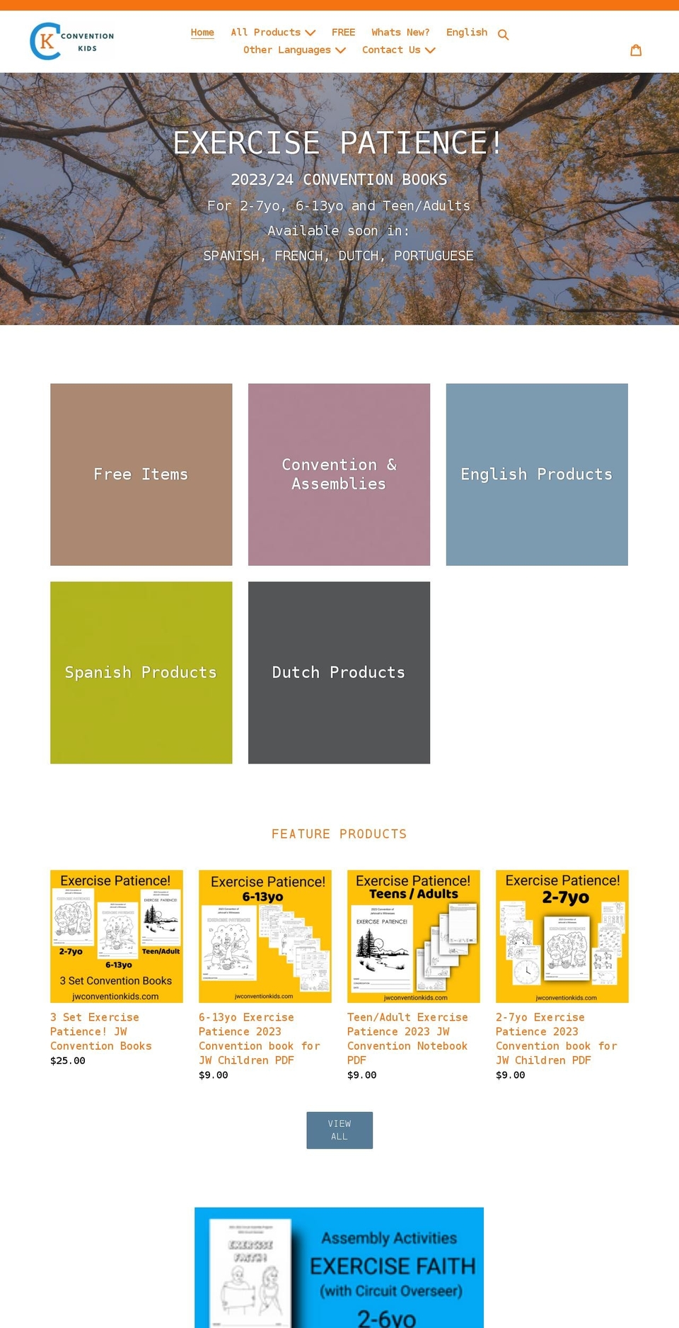 jwconventionkids.com shopify website screenshot