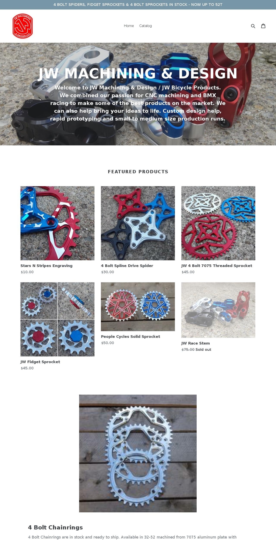 jwmachininganddesign.com shopify website screenshot
