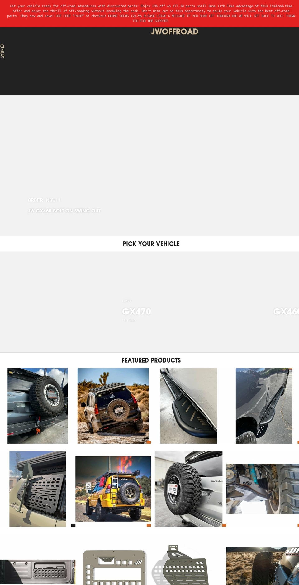 jwoffroad.com shopify website screenshot