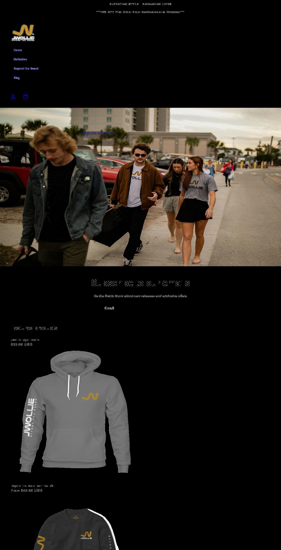 jwollie.com shopify website screenshot