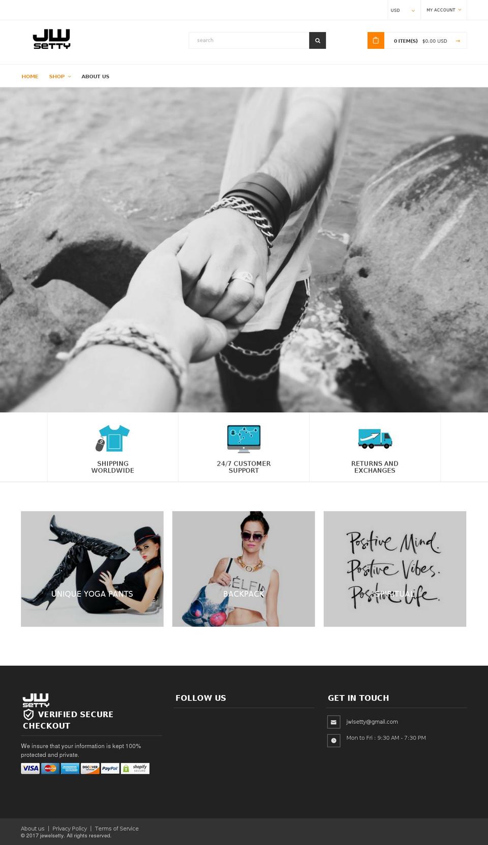 jwsetty.com shopify website screenshot