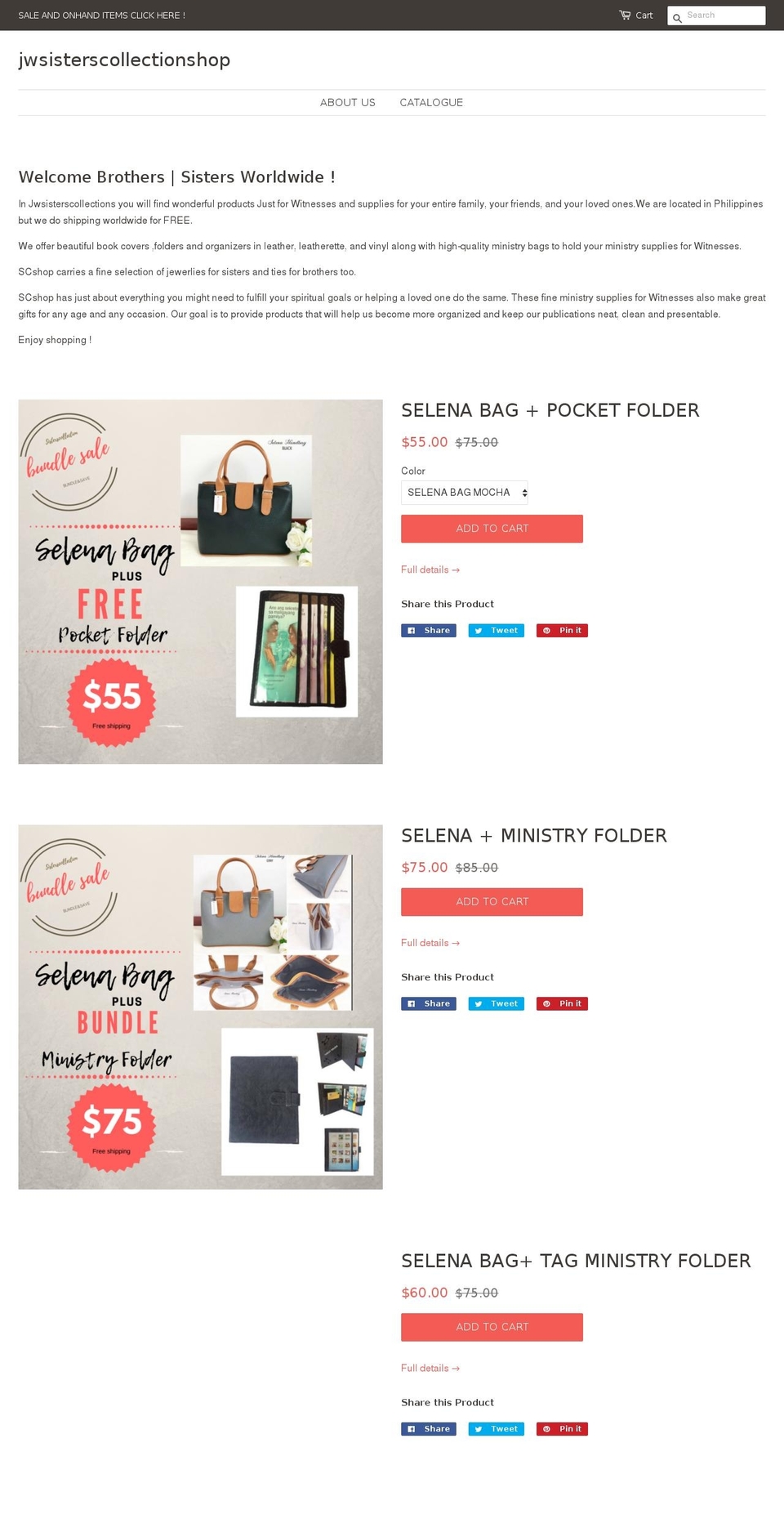 jwsisterscollection.com — Shopify storefront screenshot