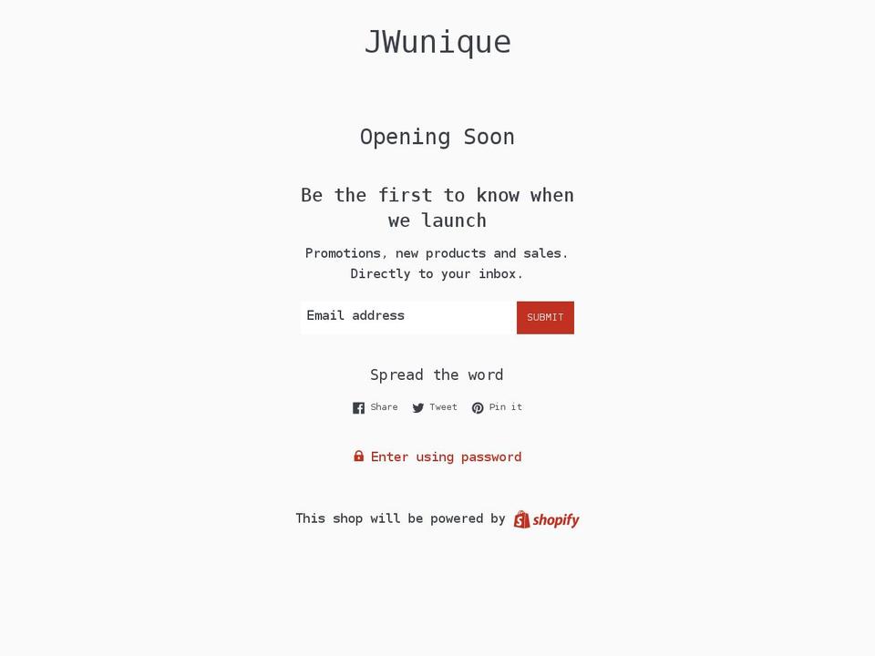 jwunique.com shopify website screenshot
