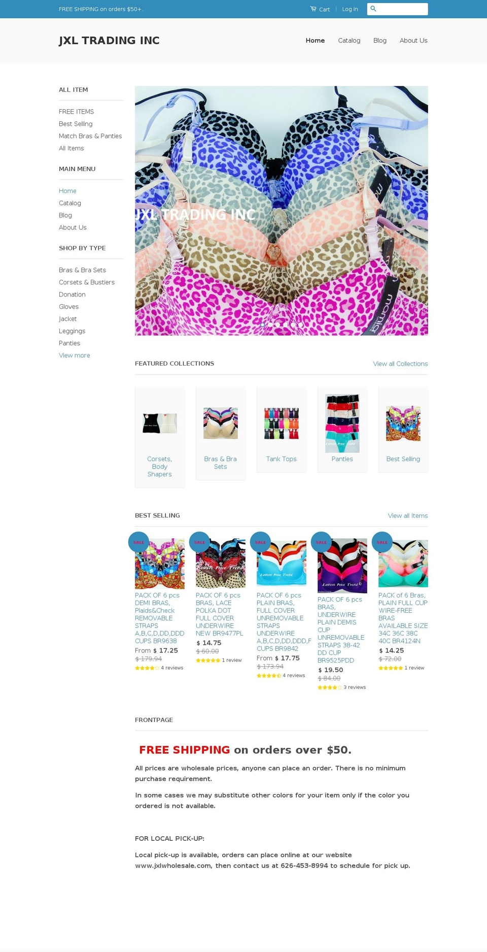 jxltradinginc.com shopify website screenshot