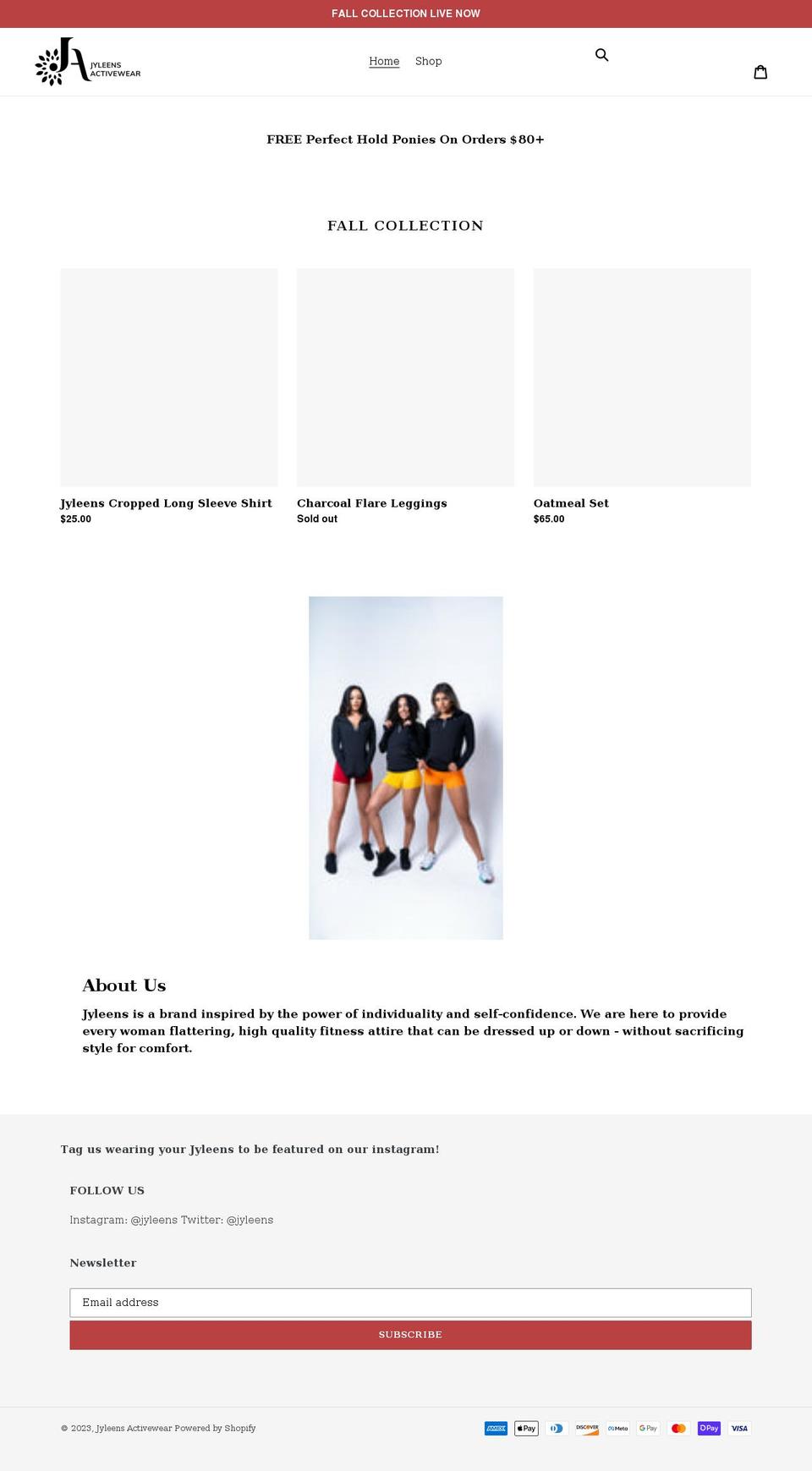 jyleens.com shopify website screenshot