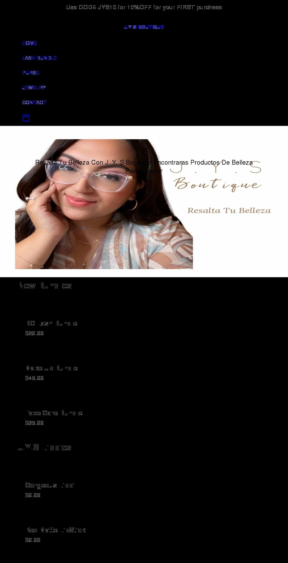 jysboutique.com shopify website screenshot