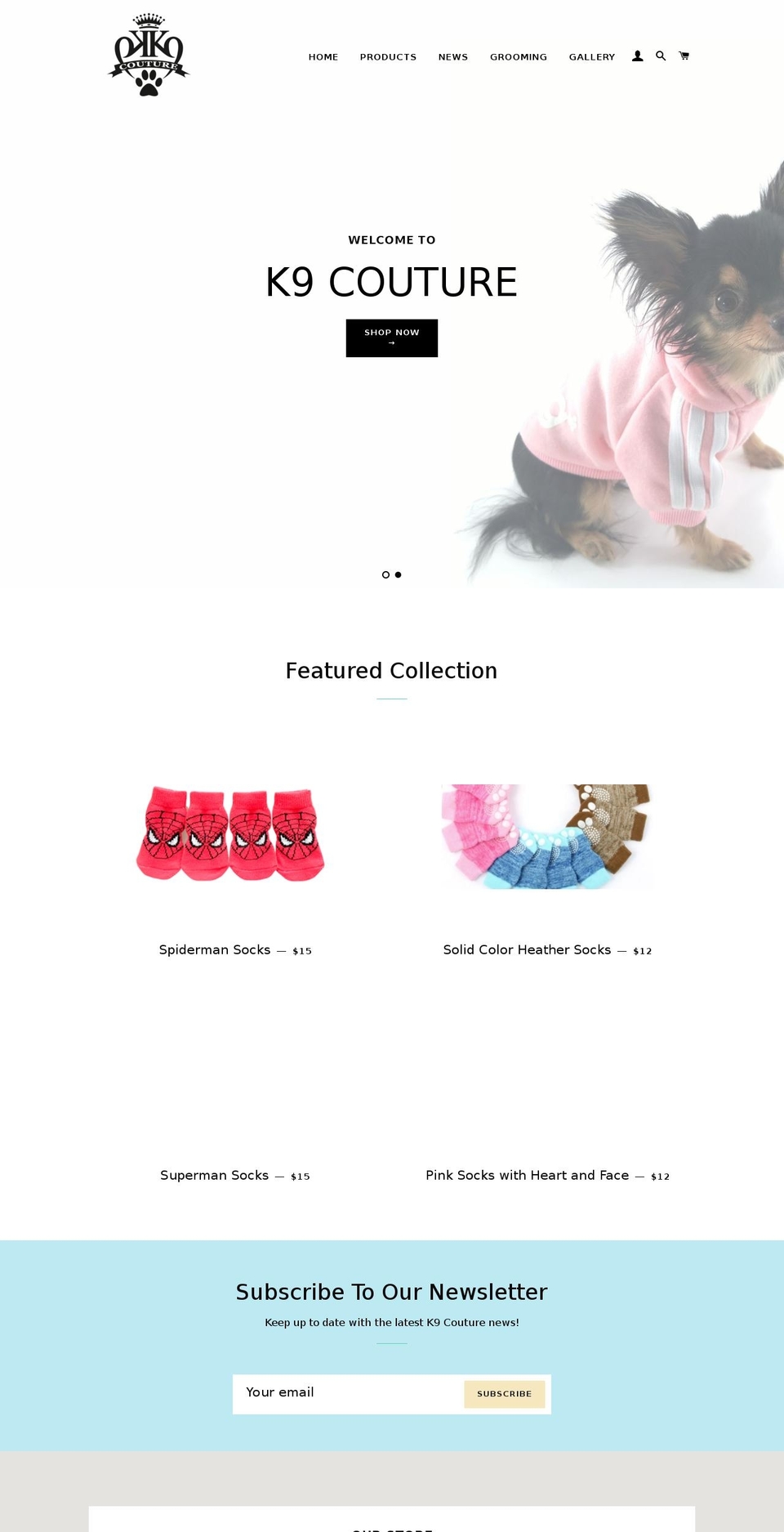 k-9couture.com shopify website screenshot