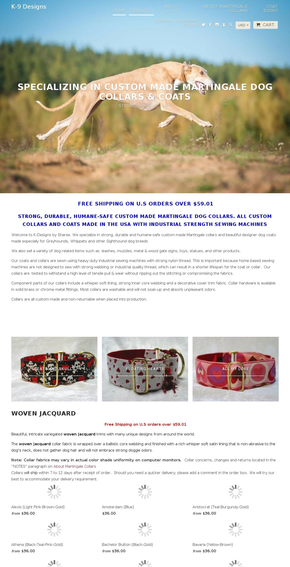 k-9designs.com shopify website screenshot