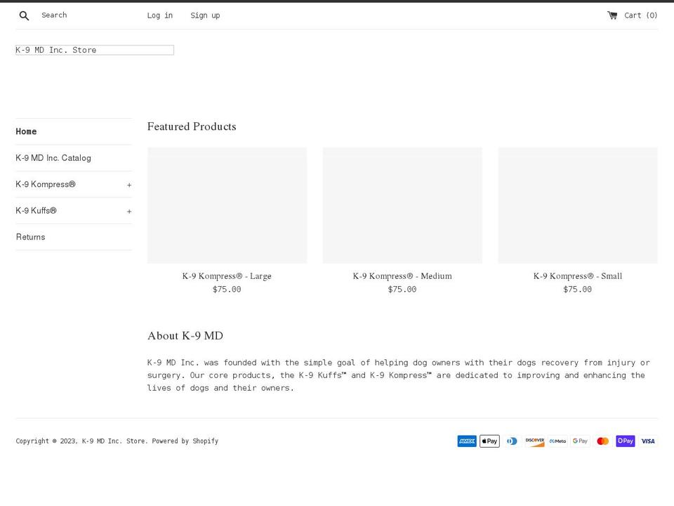 k-9md.myshopify.com shopify website screenshot