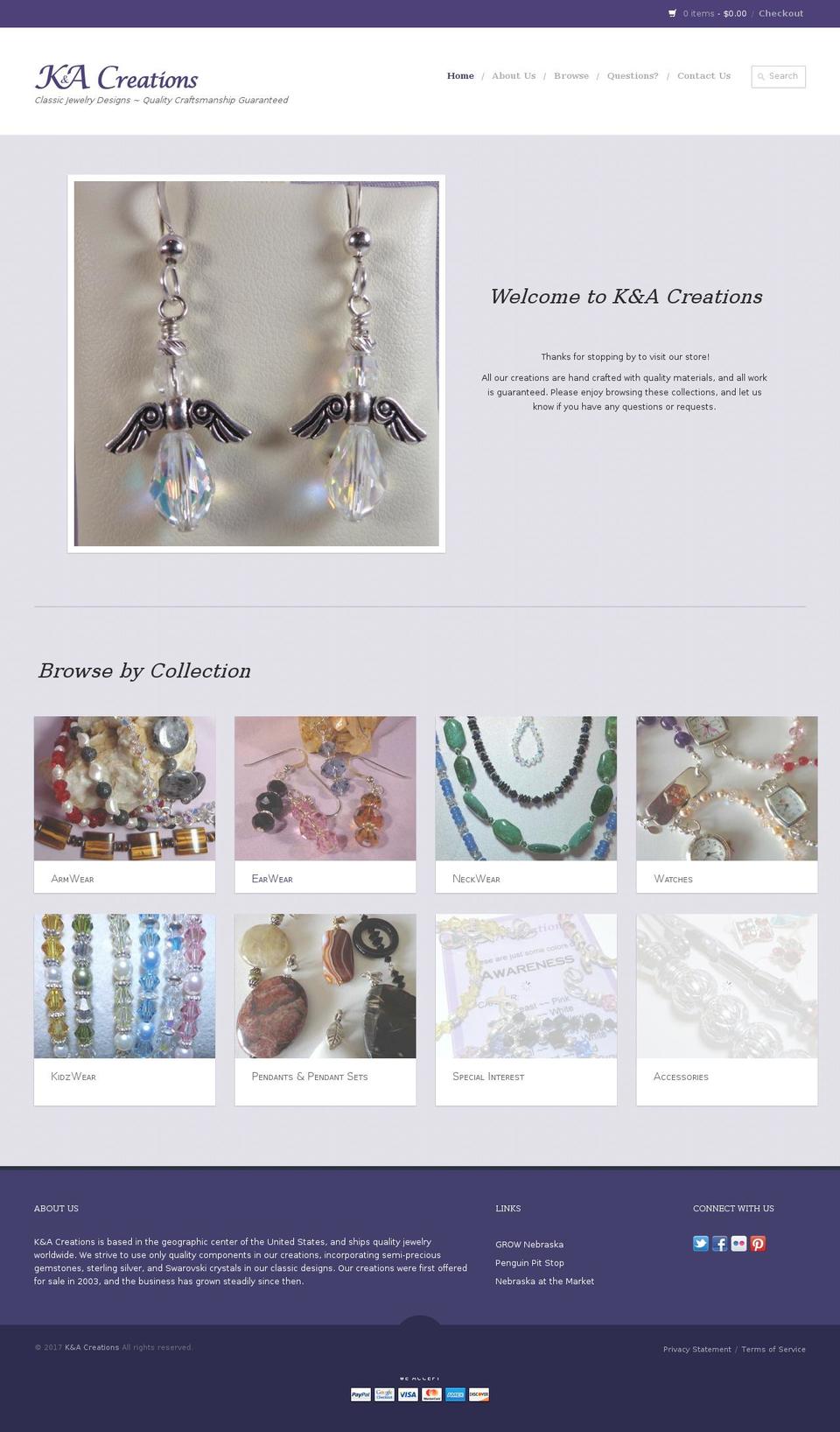 k-acreations.com shopify website screenshot