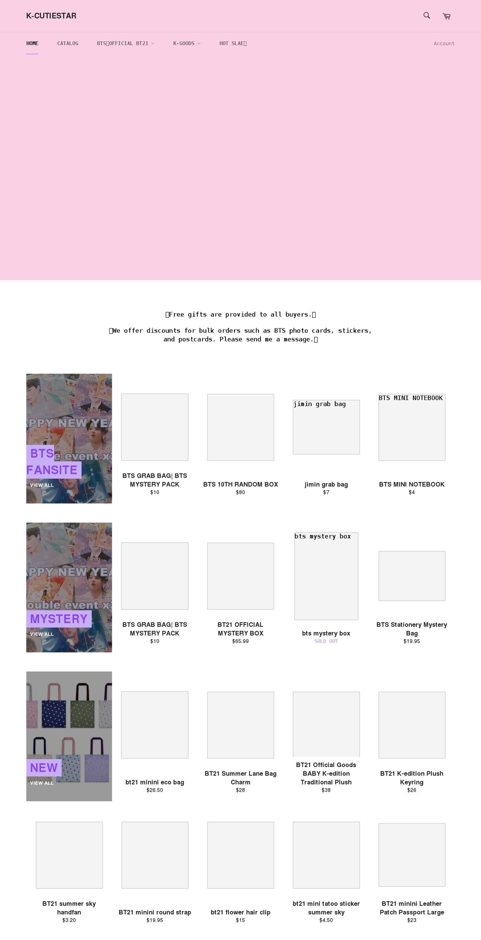 k-cutiestar.com shopify website screenshot