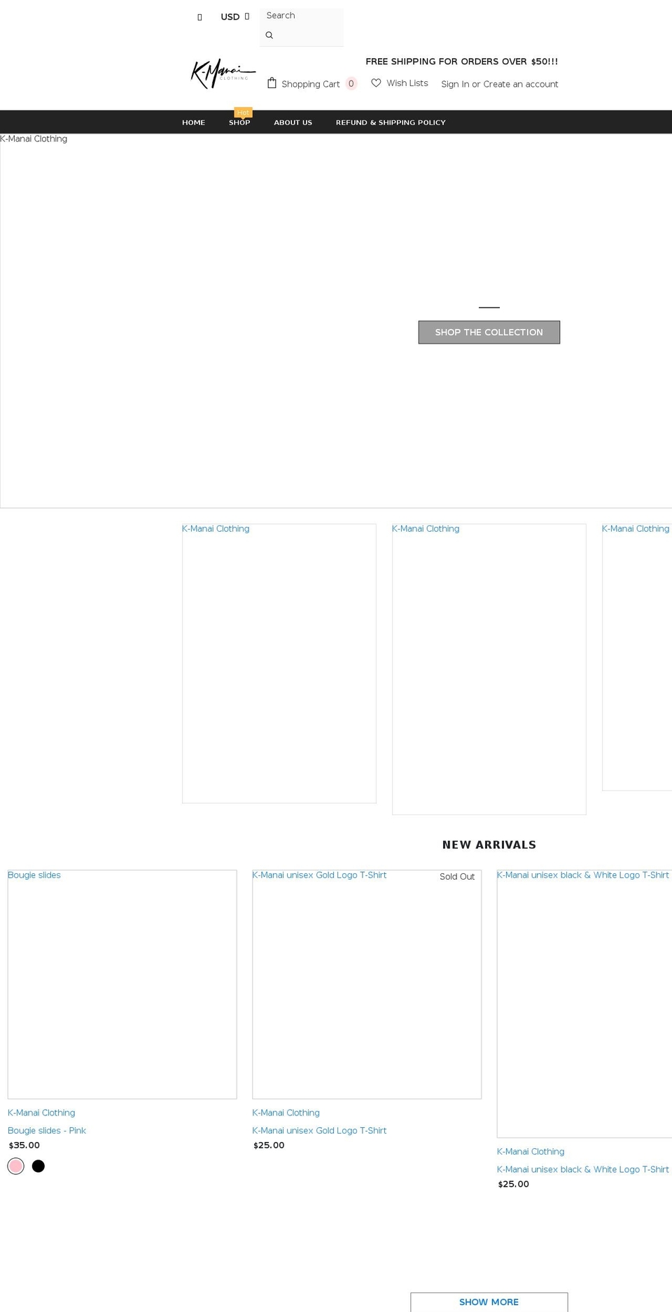 k-manaiclothing.com shopify website screenshot