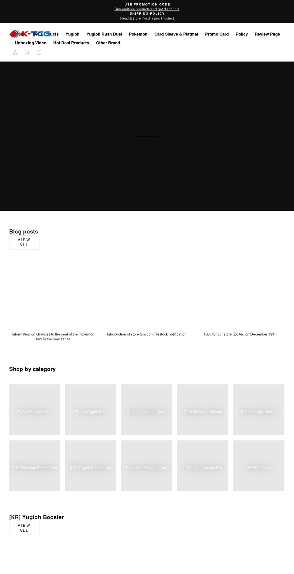 k-tcg.com shopify website screenshot