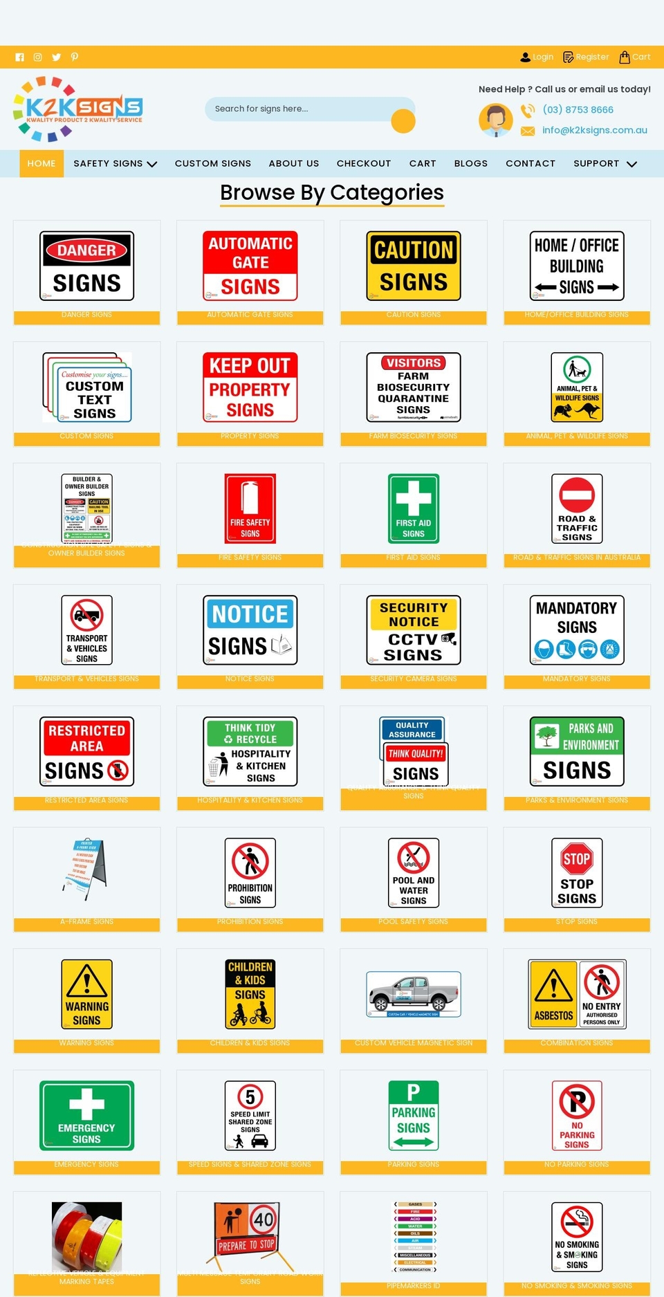 k2ksigns.com.au shopify website screenshot