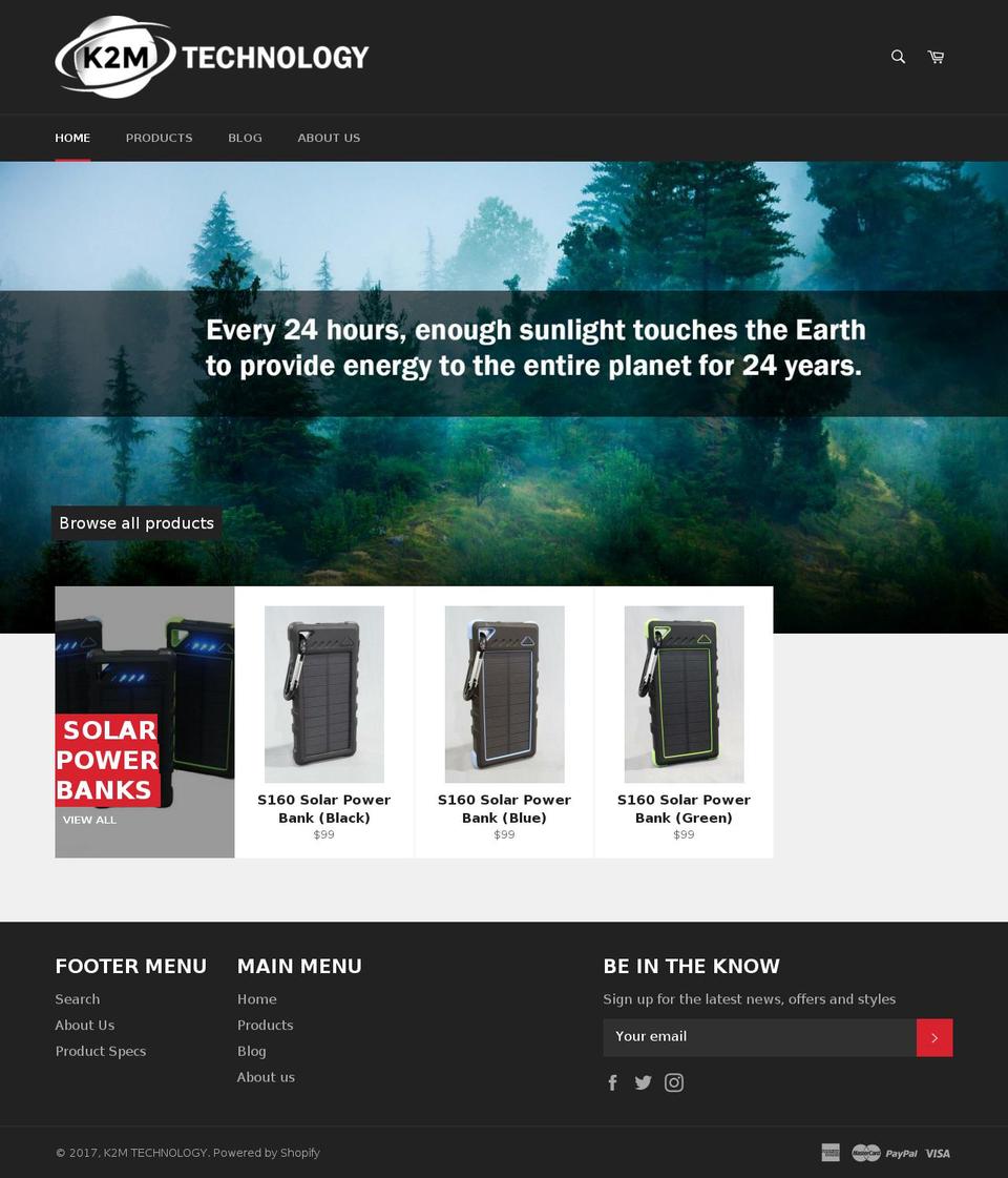 k2mtechnology.com shopify website screenshot