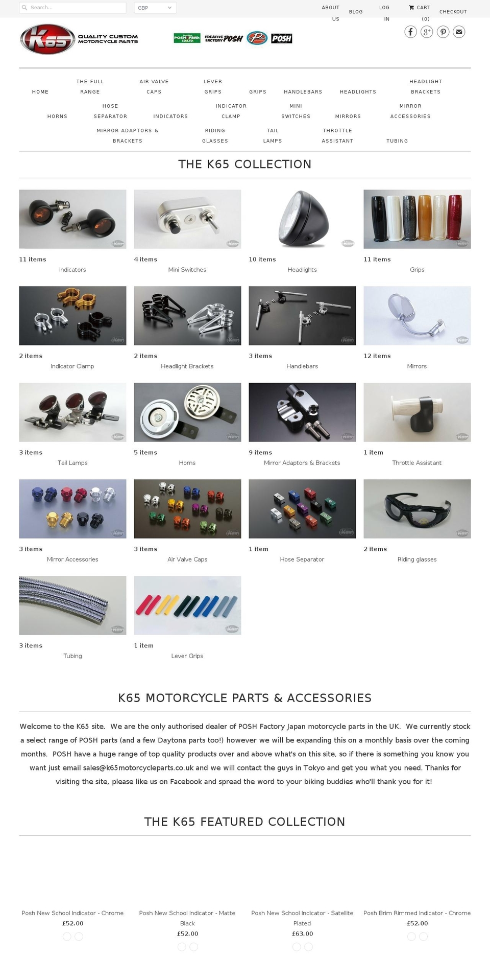 k65motorcycleparts.com — Shopify storefront screenshot