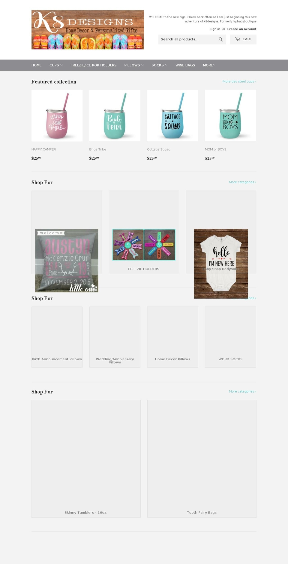 k8designs.com shopify website screenshot