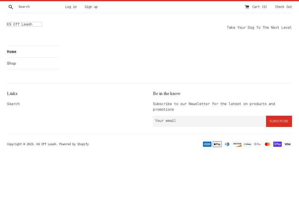 k9-off-leash.myshopify.com shopify website screenshot
