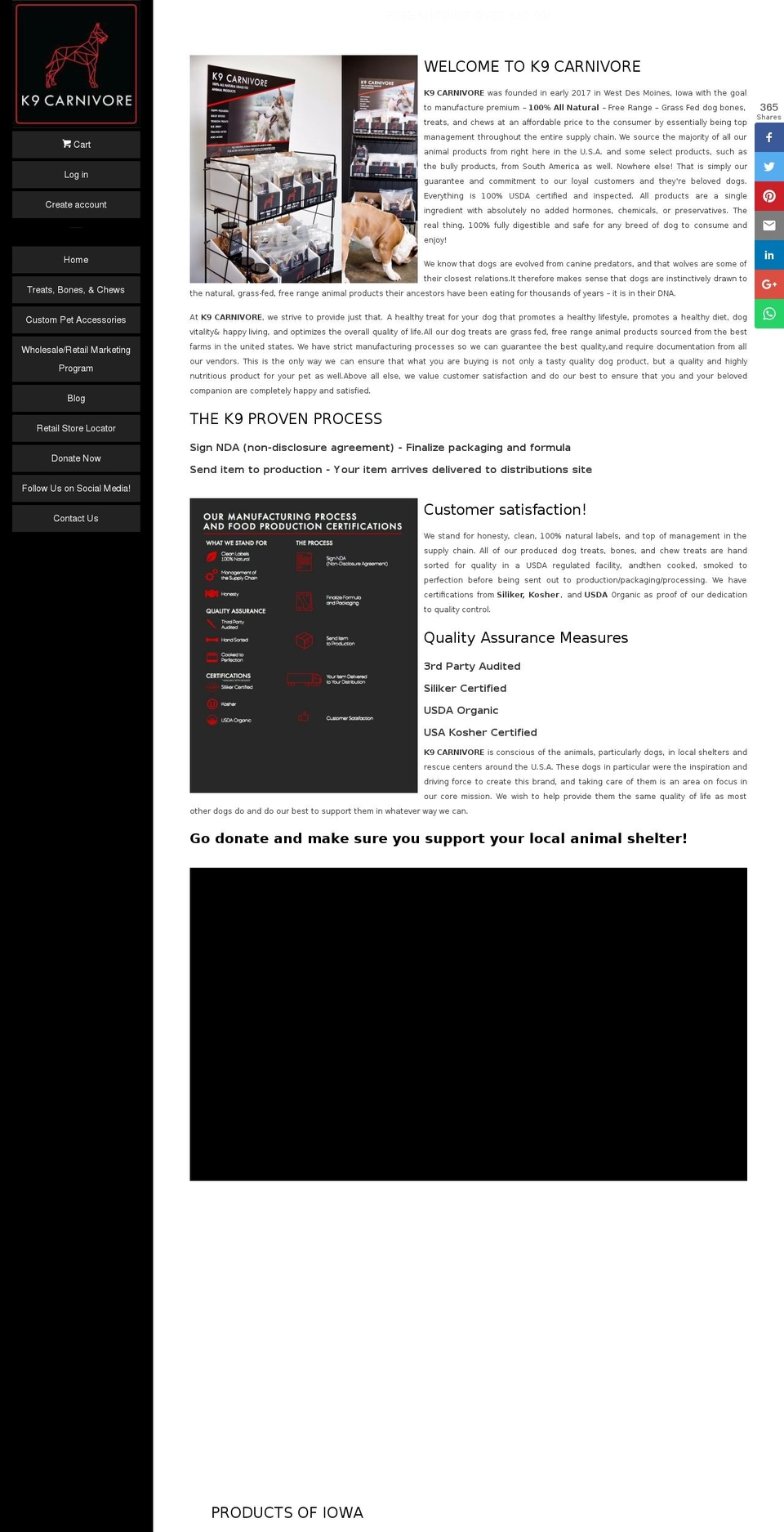 k9carnivore.com shopify website screenshot