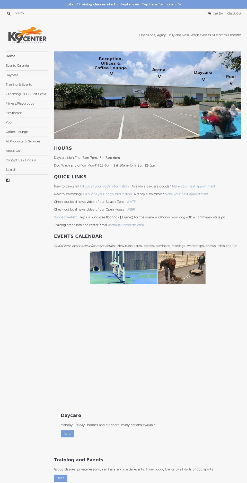 k9centertn.com — Shopify storefront screenshot