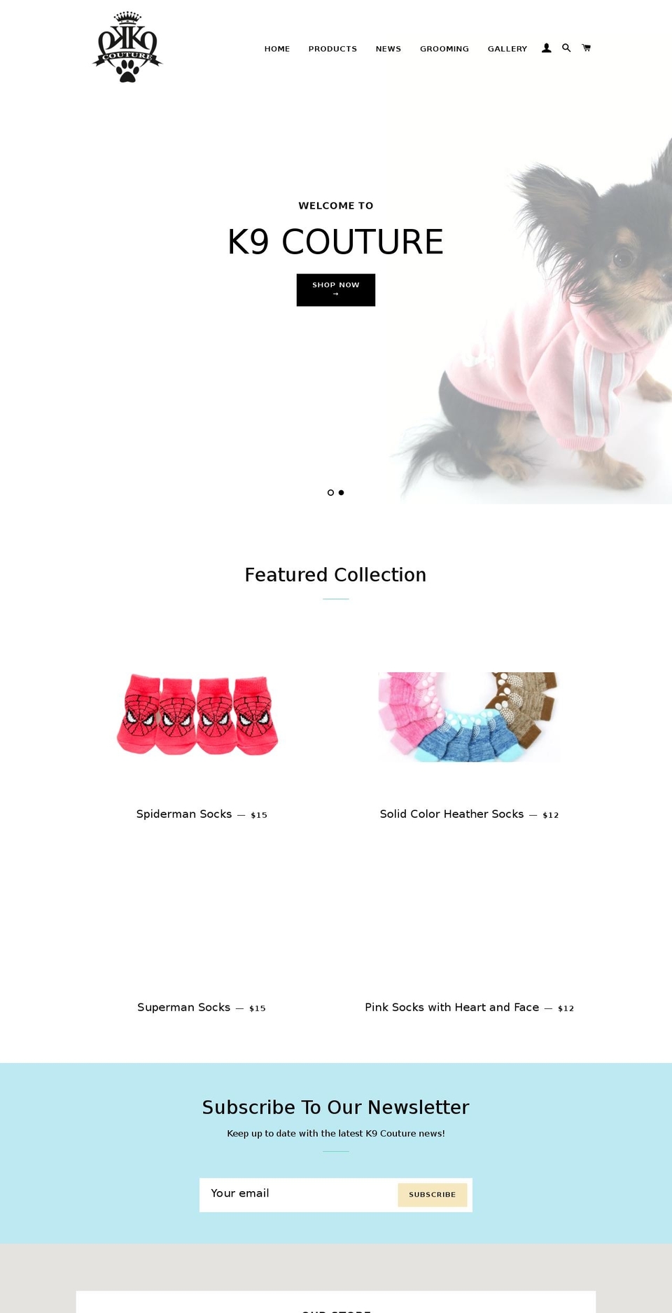 k9couture.ca shopify website screenshot