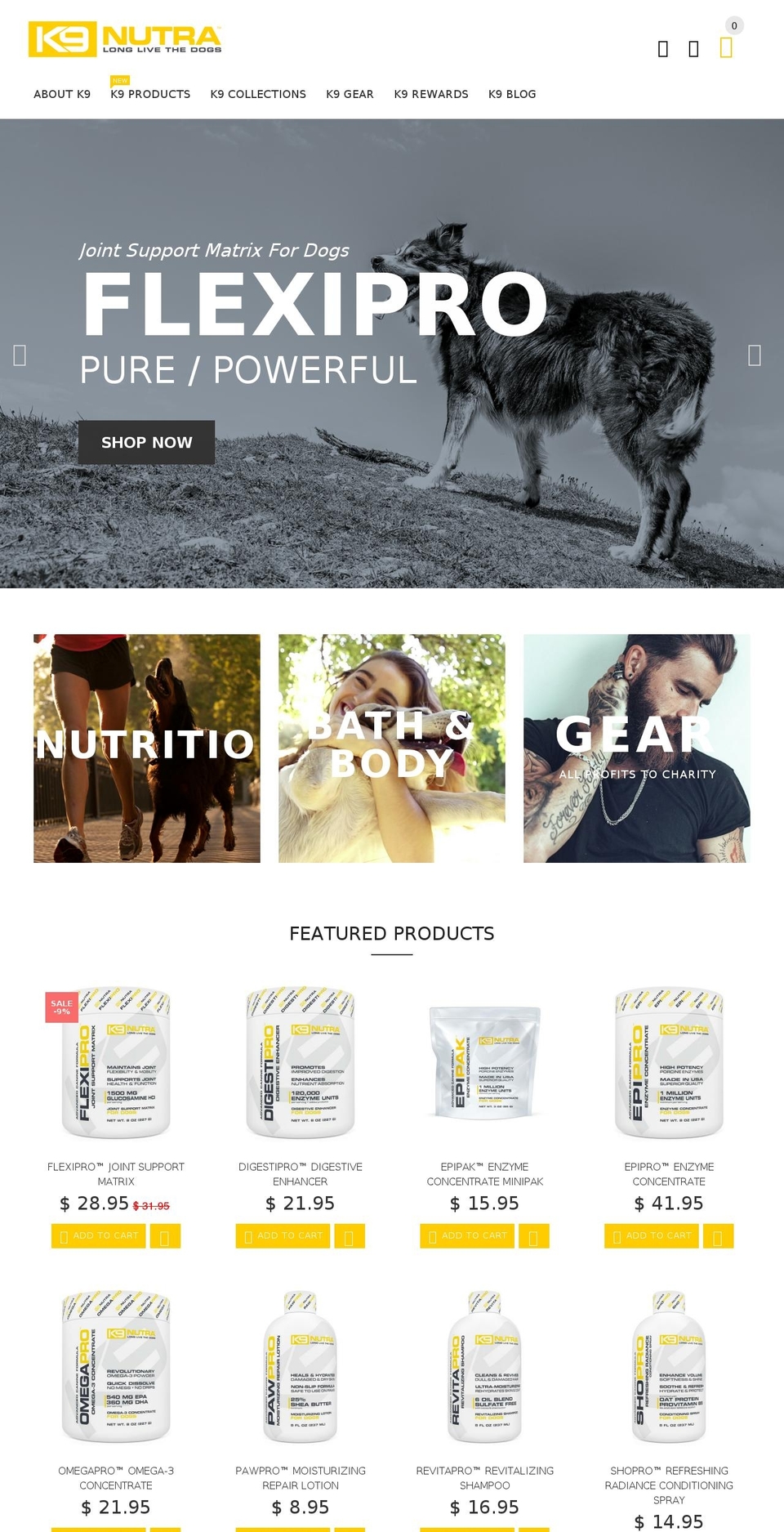 k9enzymes.com shopify website screenshot