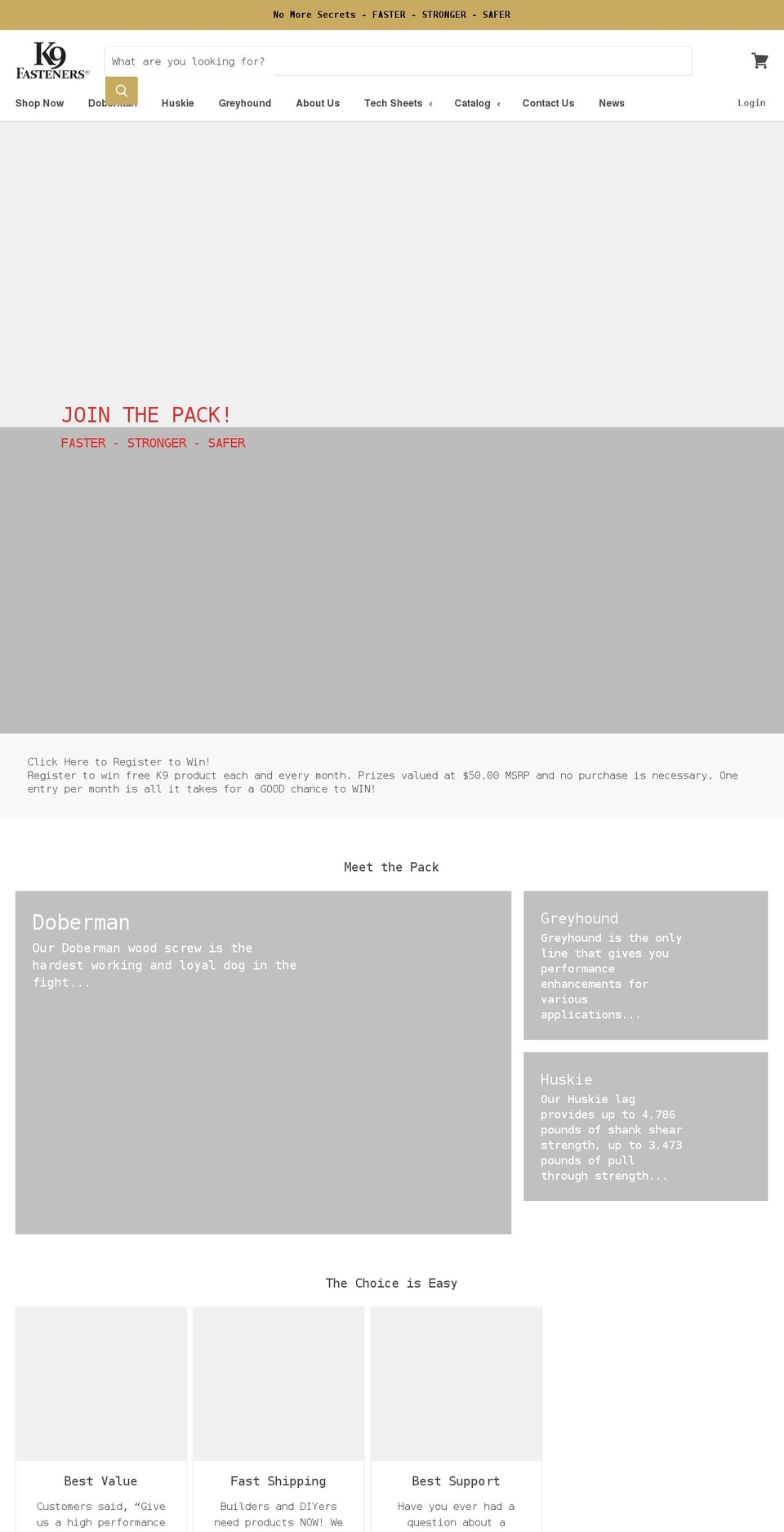 k9fasteners.com shopify website screenshot
