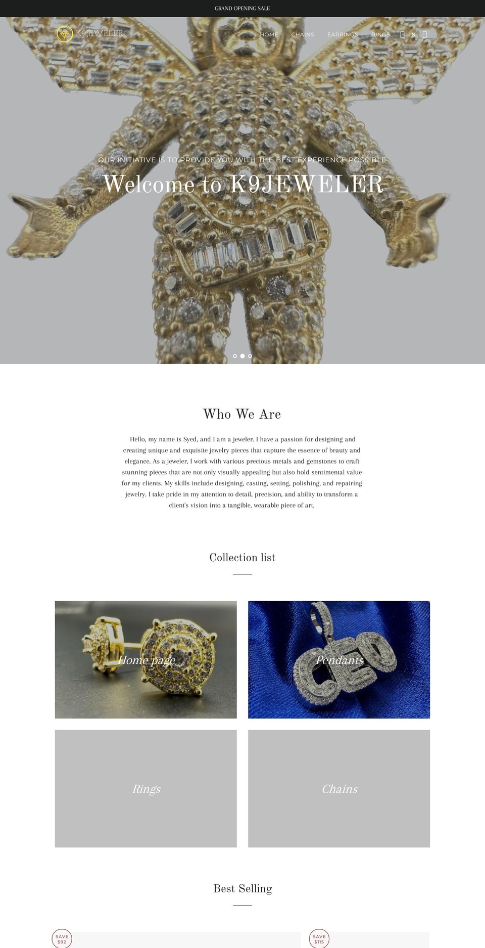 k9jeweler.com shopify website screenshot