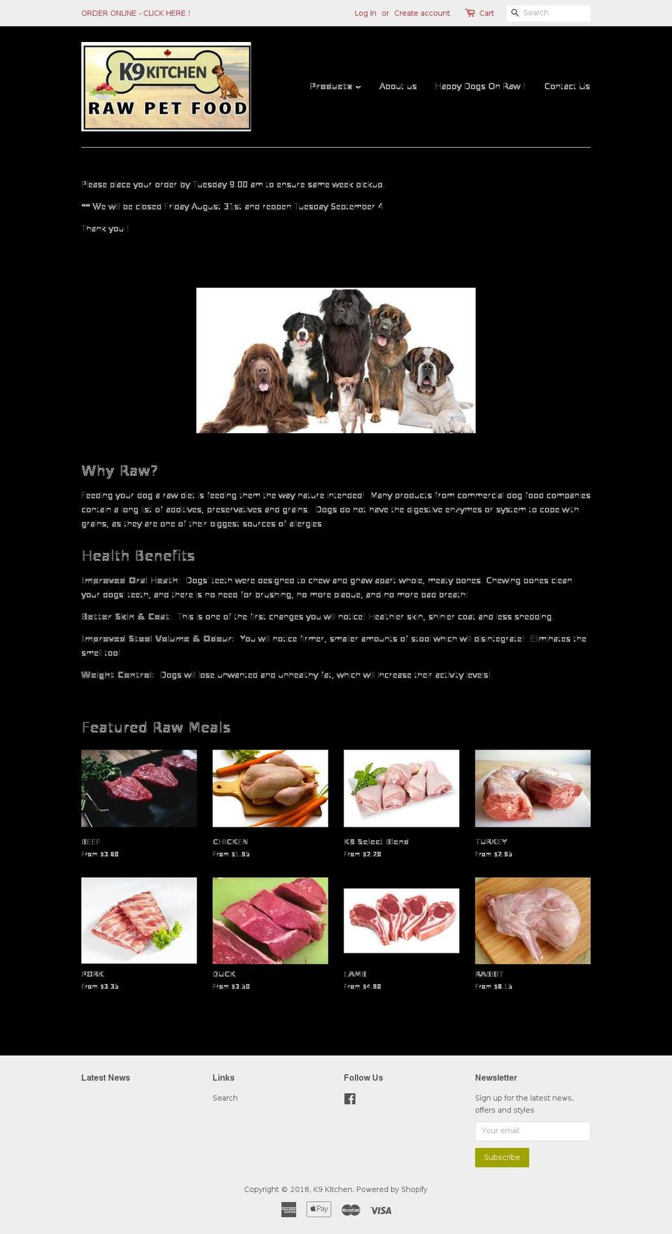 k9kitchen.ca shopify website screenshot