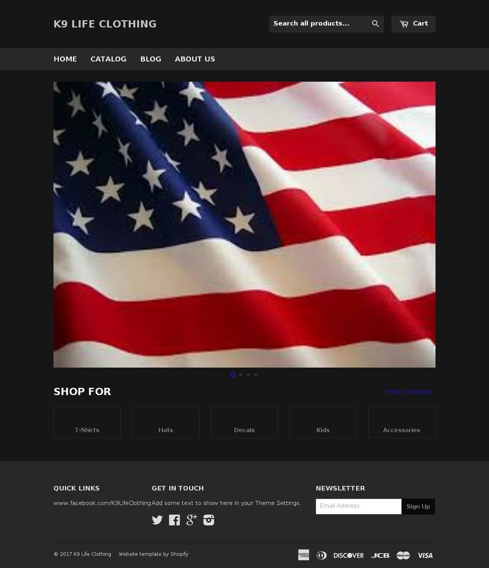 k9lifeclothing.com shopify website screenshot