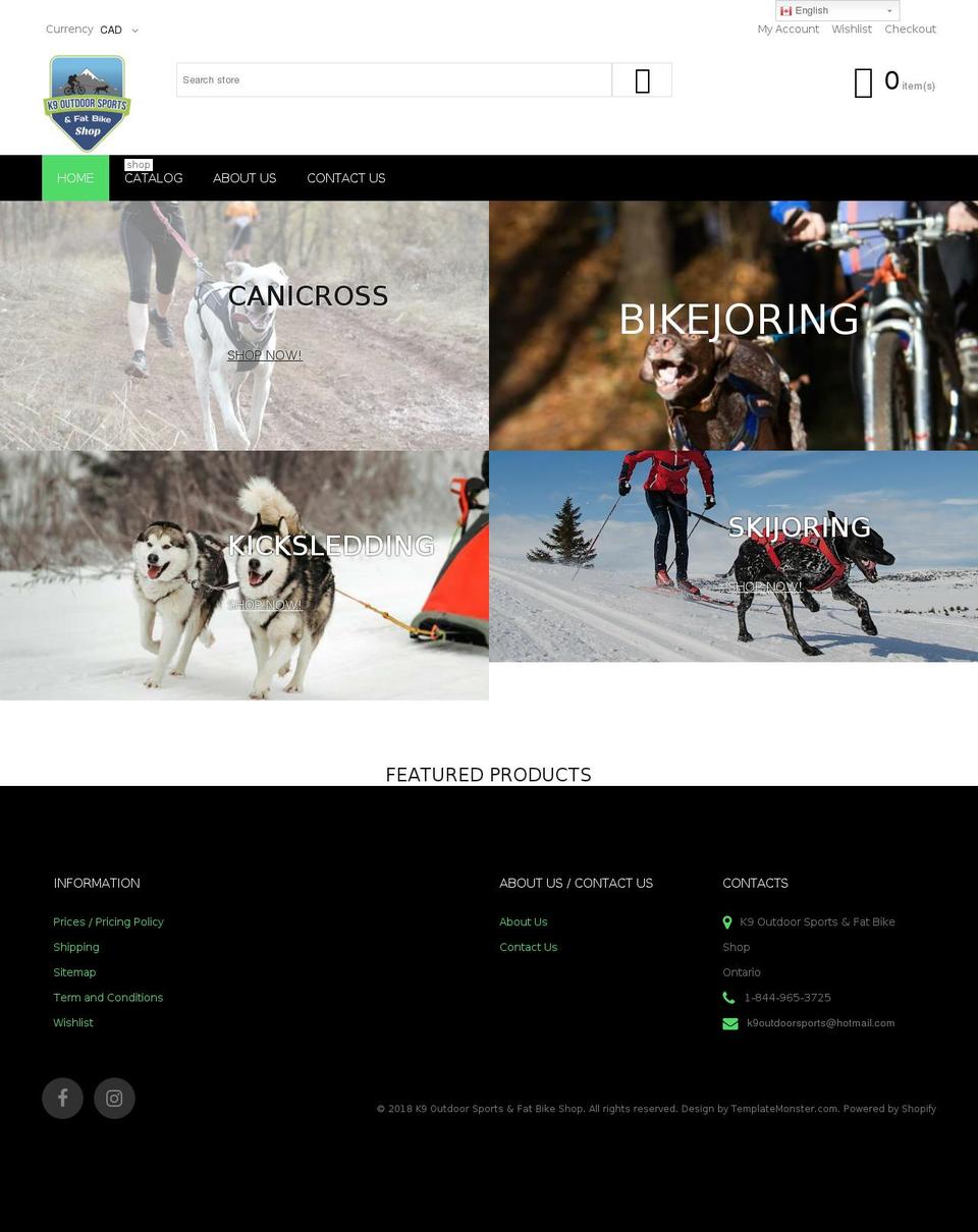 theme291 Shopify theme site example k9outdoorsports.com