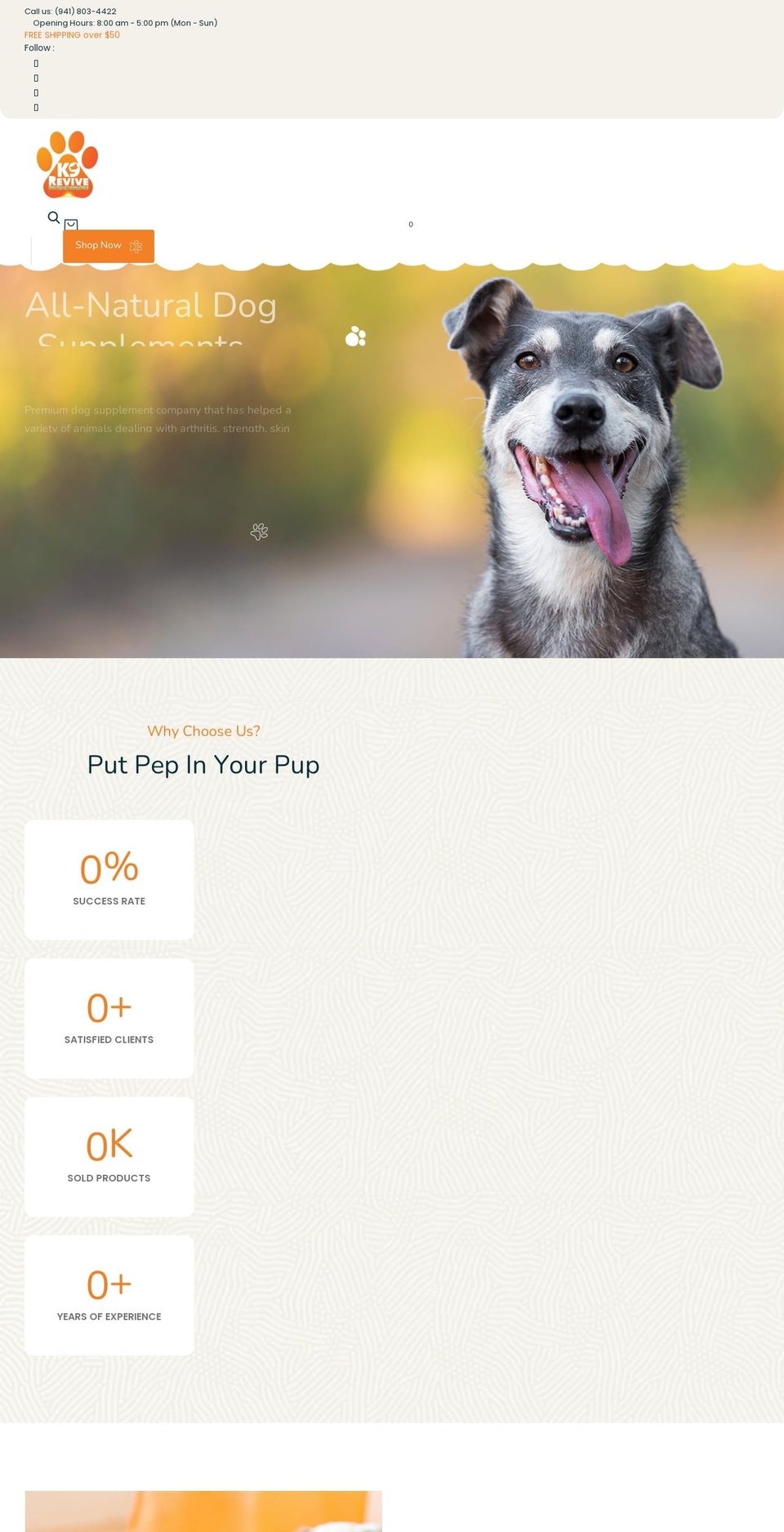 k9revive.com shopify website screenshot