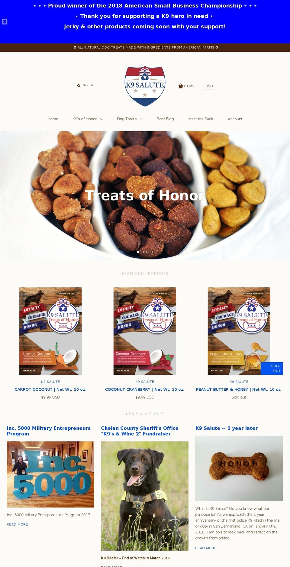 k9salute.com shopify website screenshot