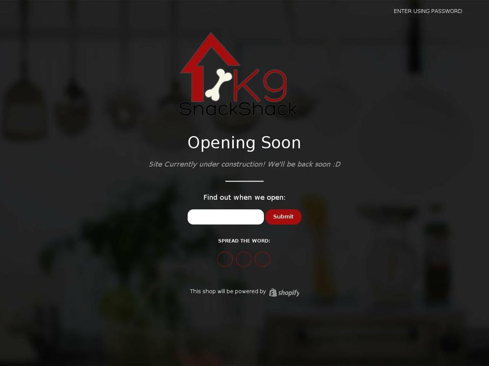 k9snackshack.myshopify.com shopify website screenshot