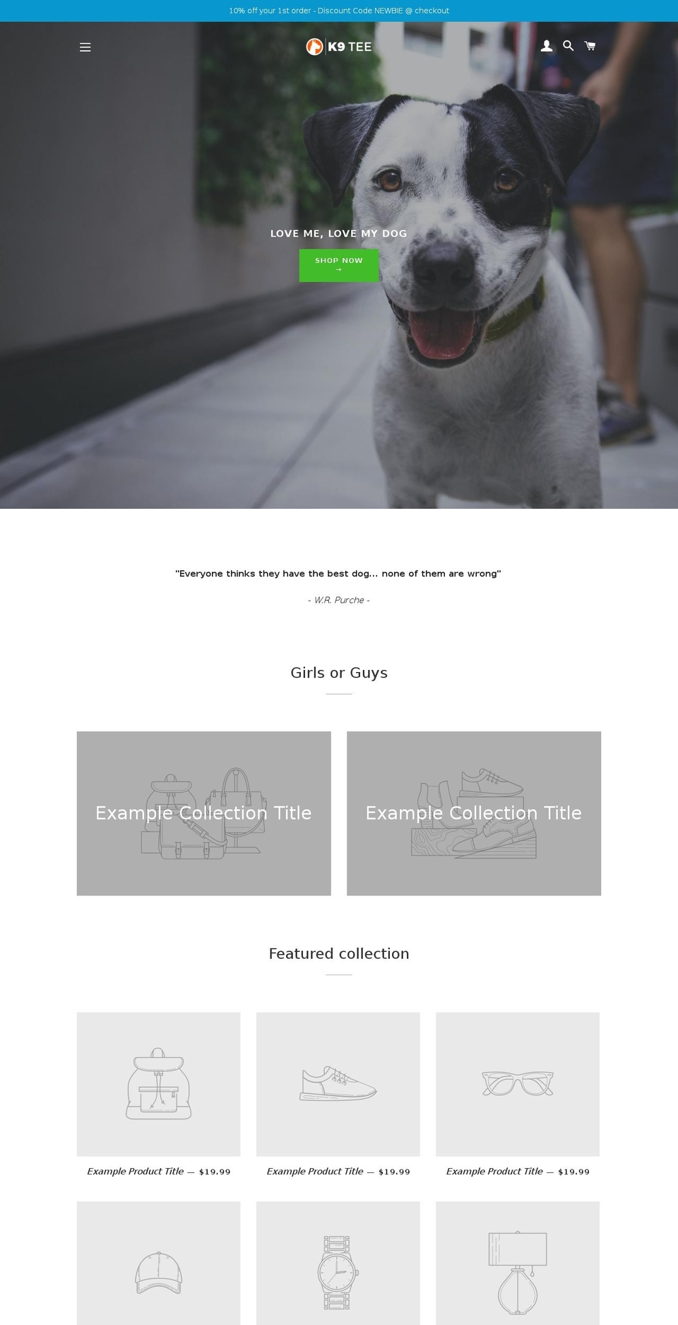 k9tee.com — Shopify storefront screenshot