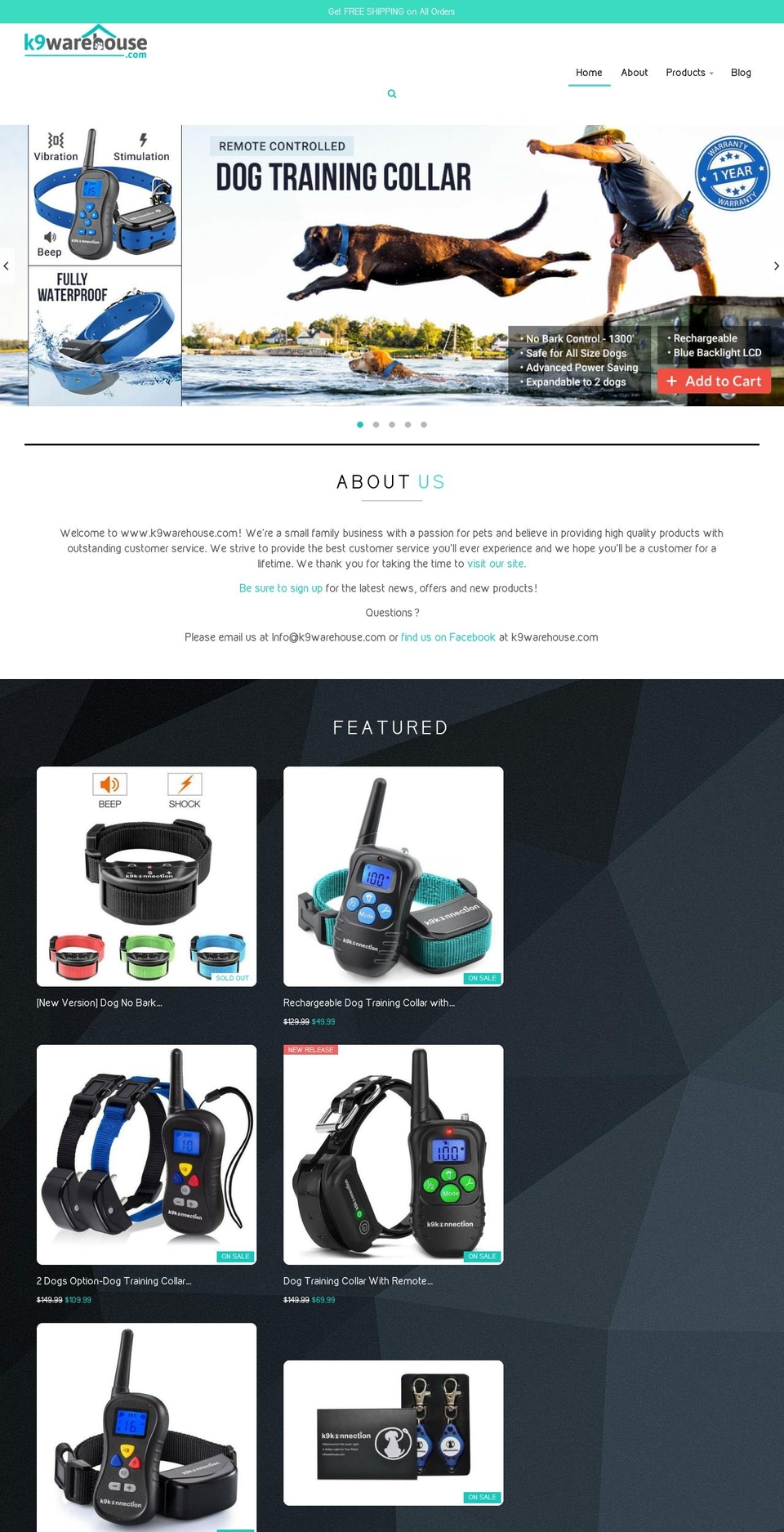 New z-dzine Shopify theme site example k9warehouse.com
