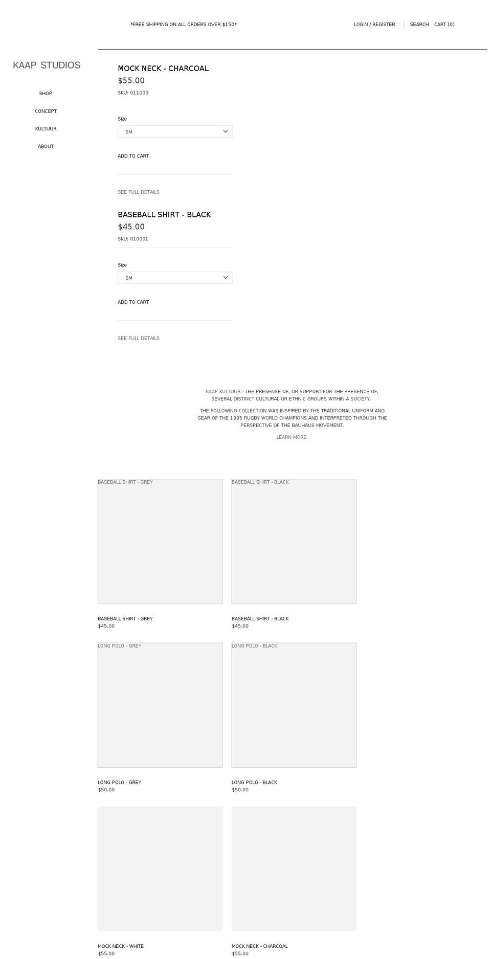 kaapstudios.com shopify website screenshot