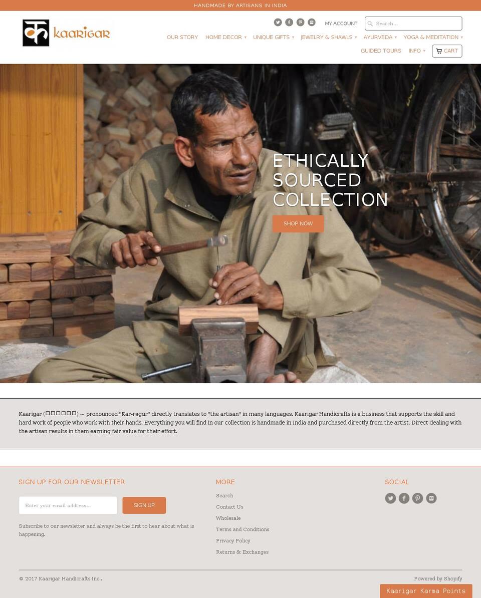 kaarigarhandicrafts.com shopify website screenshot