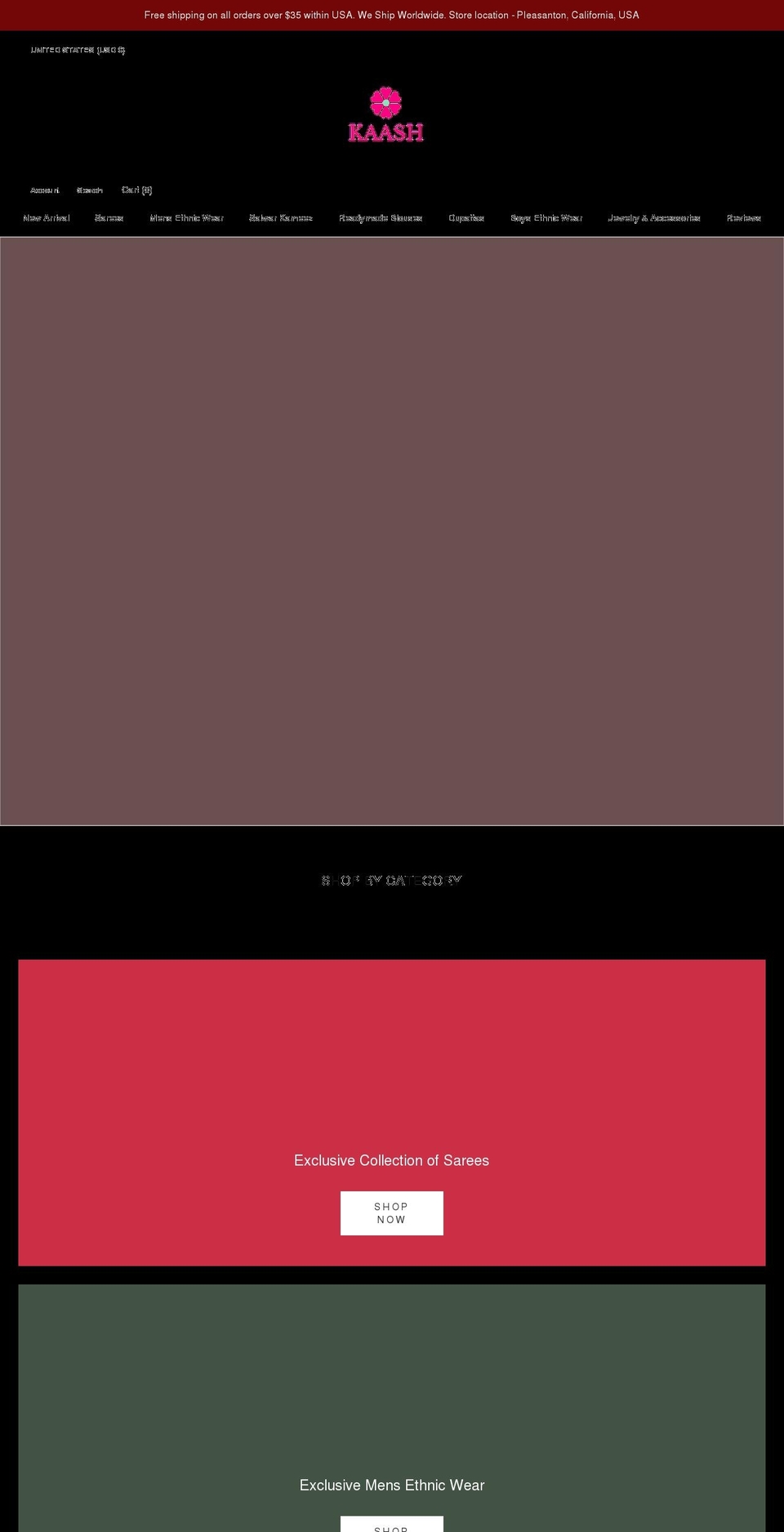 kaashcollection.com shopify website screenshot