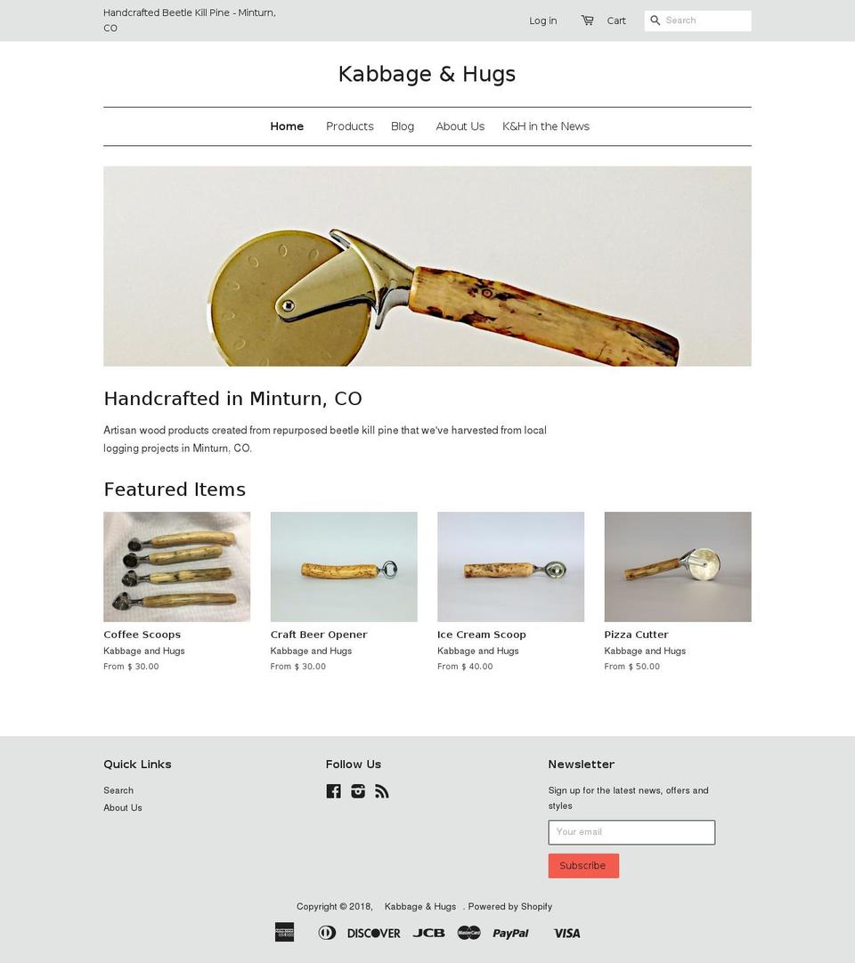 kabbageandhugs.com — Shopify storefront screenshot
