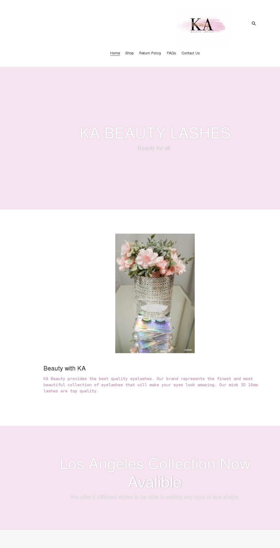 kabeautyartist.com shopify website screenshot