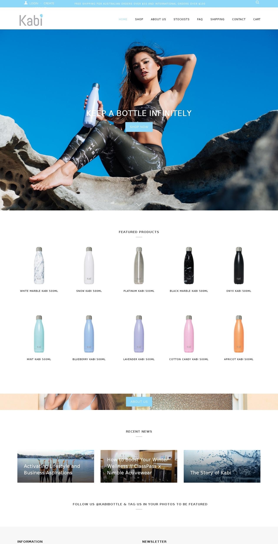 kabibottle.com shopify website screenshot