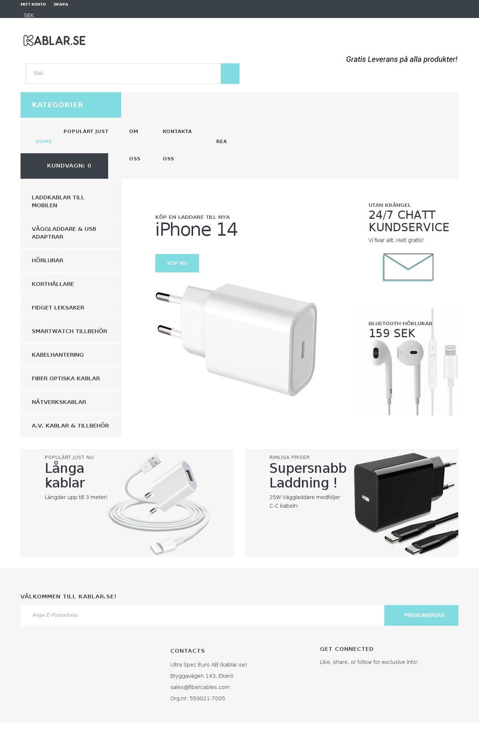 kablar.se shopify website screenshot