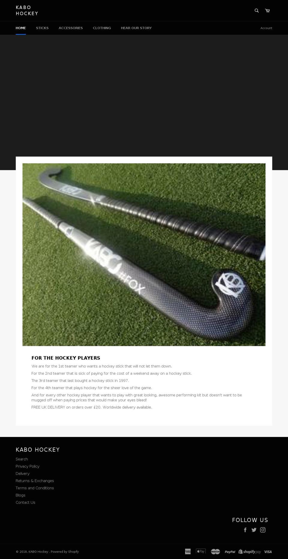 kabohockey.co.uk shopify website screenshot