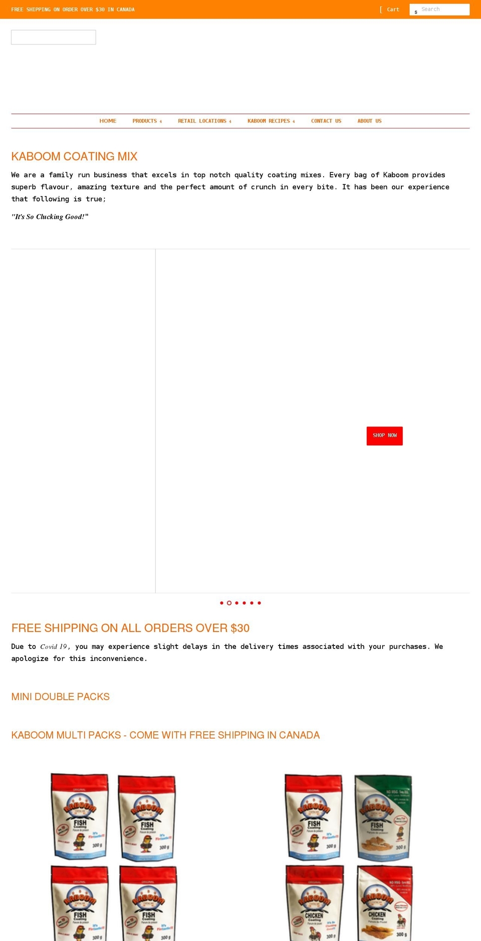 kaboomcoatingmix.com shopify website screenshot