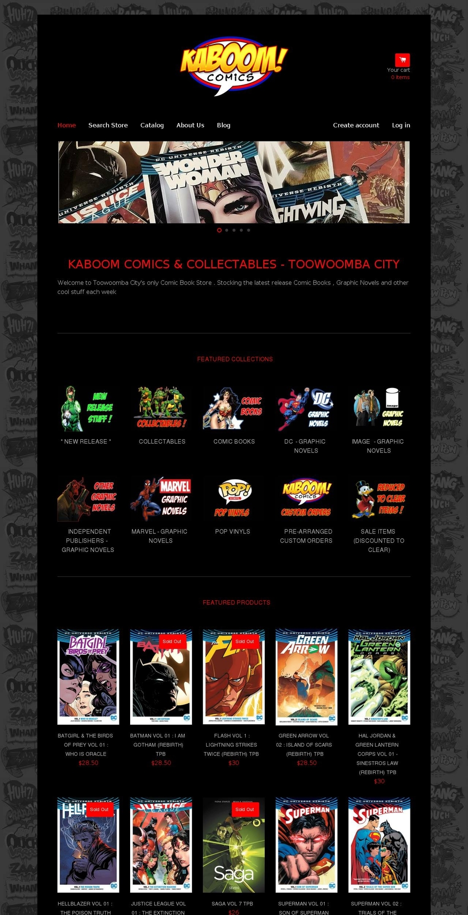 kaboomcomicsaustralia.com shopify website screenshot